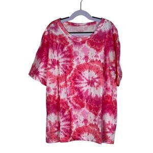 NWT Girls The Place Pink and White Tie Dye T-shirt Casual Retro Summer XXL